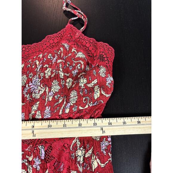 Intimately Free People Last Night Mini Dress Red Yellow Floral Size Large - Picture 9 of 15